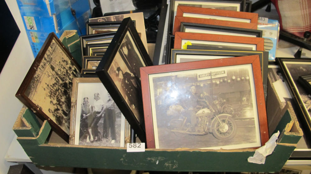 Lot 582: box of framed photographs