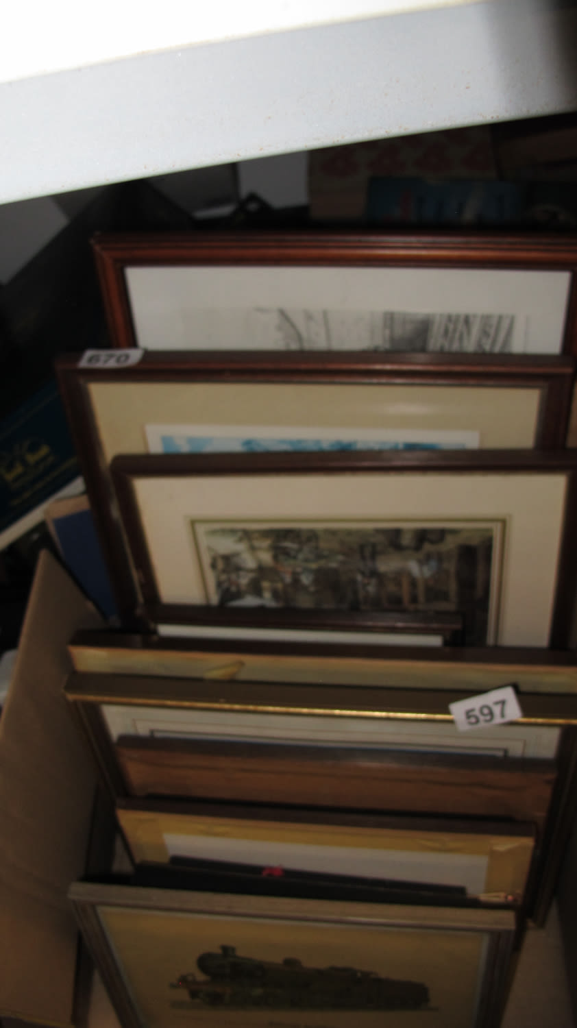 Lot 597: box of framed and glazed pictures