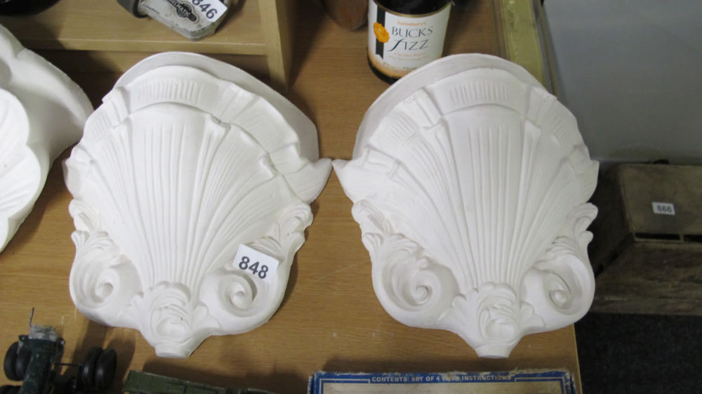 Lot 848: A pair of beautiful plaster corbels with dimensions...