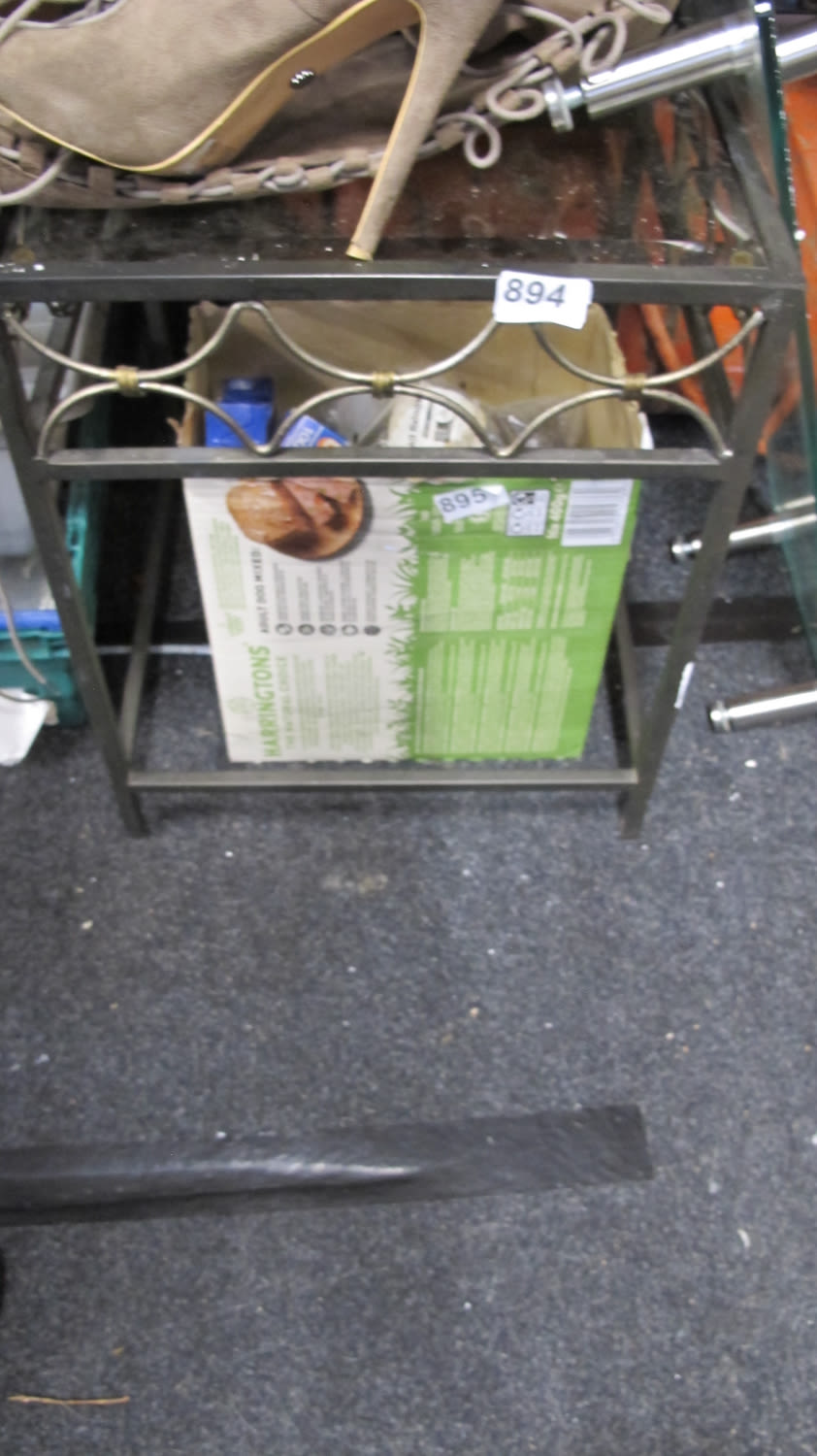 Lot 894: Glass topped metal table