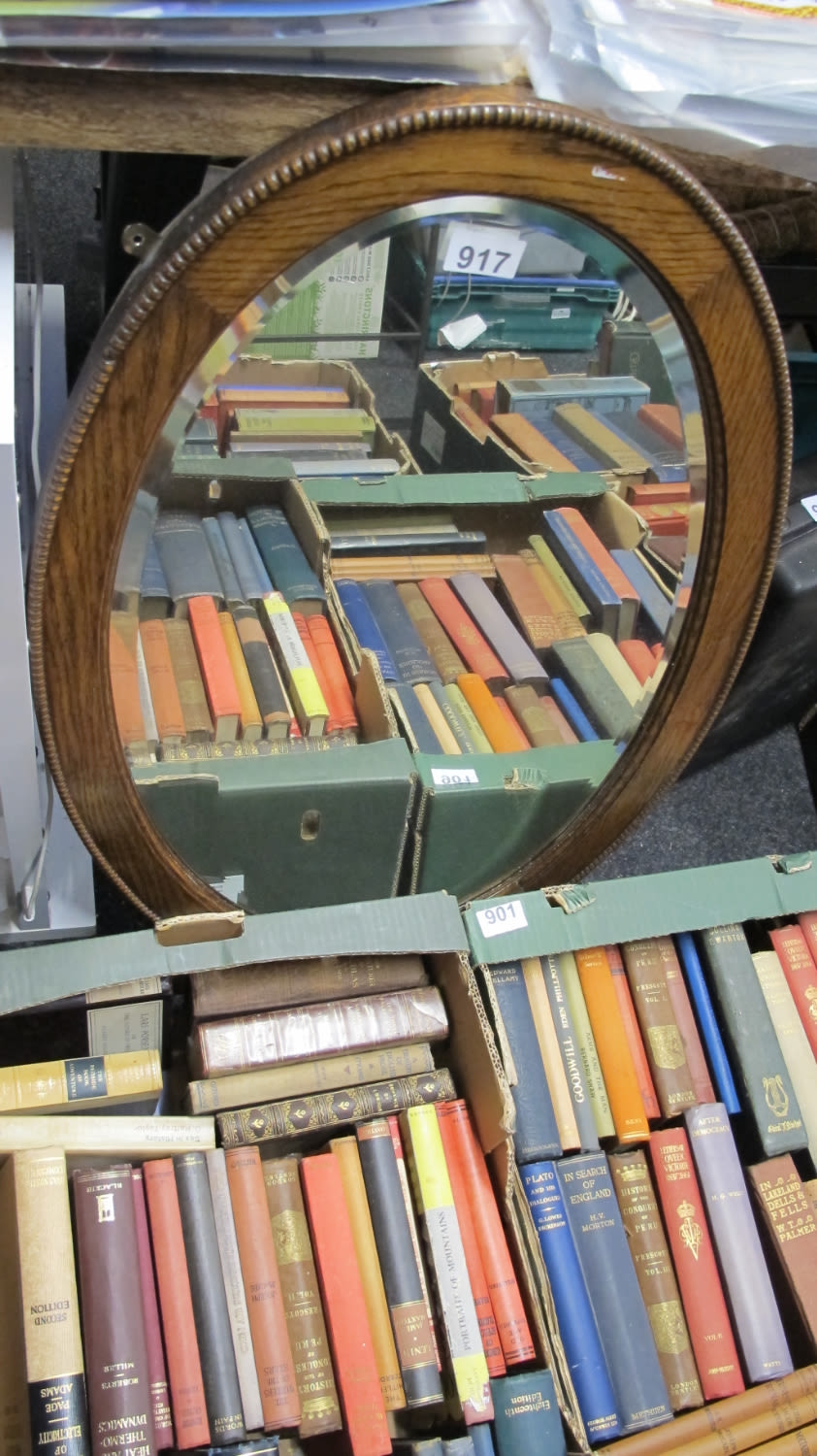 Lot 917: Vintage oval wood framed mirror