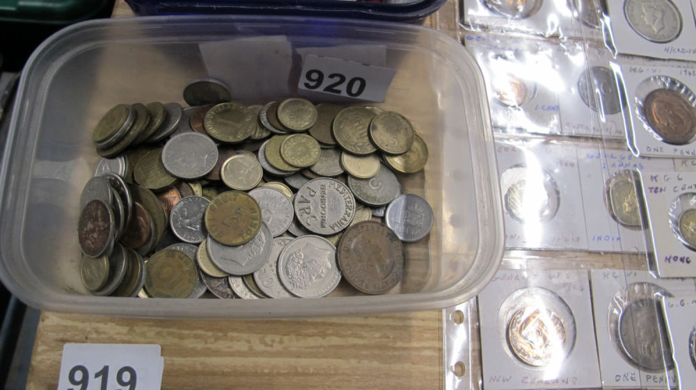 Lot 920: A tub of various coins and tokens