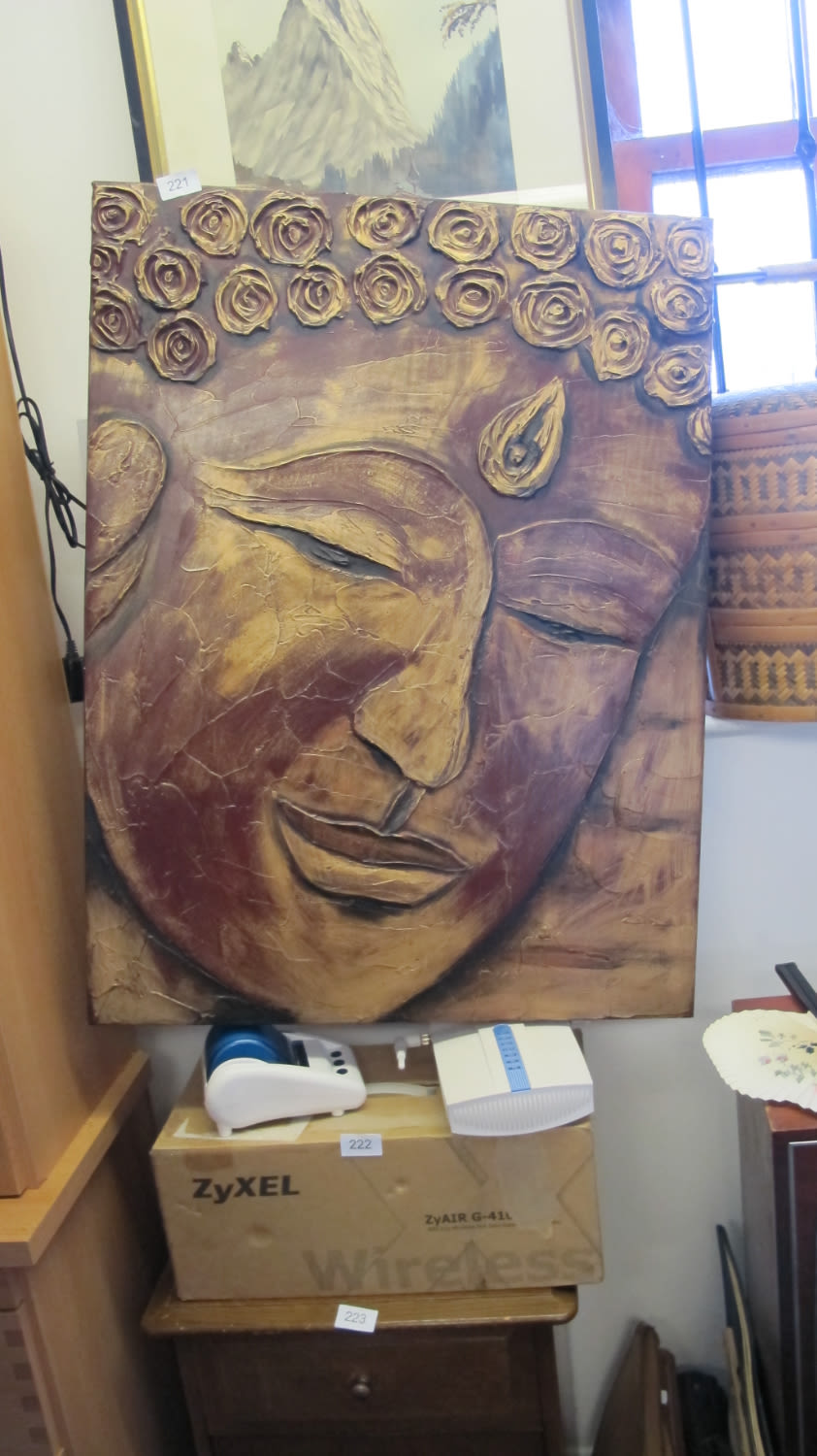 Lot 221: Mixed media Buddha picture