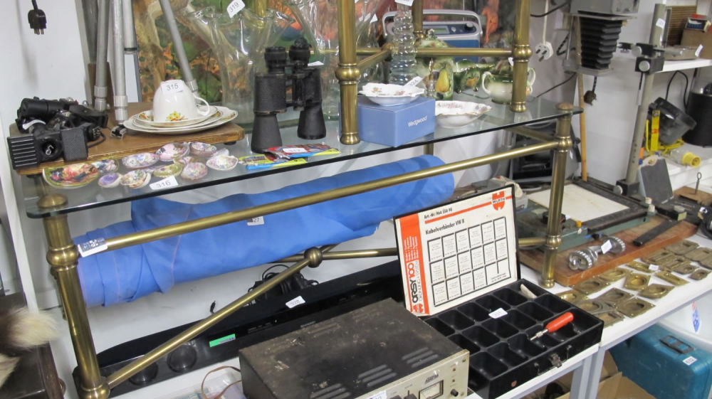 Lot 326: Brass and glass coffee table