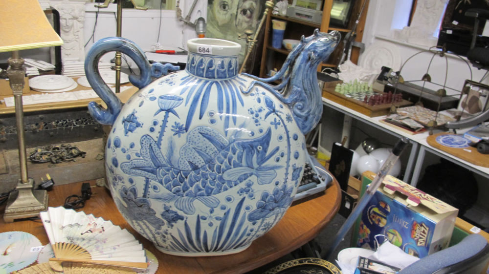 Lot 684: Monstrously large antique Chinese moon flask approx 2...
