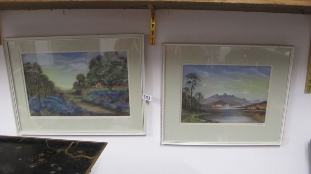 Lot 753: 2 framed and glazed watercolour paintings pf Bradgate...