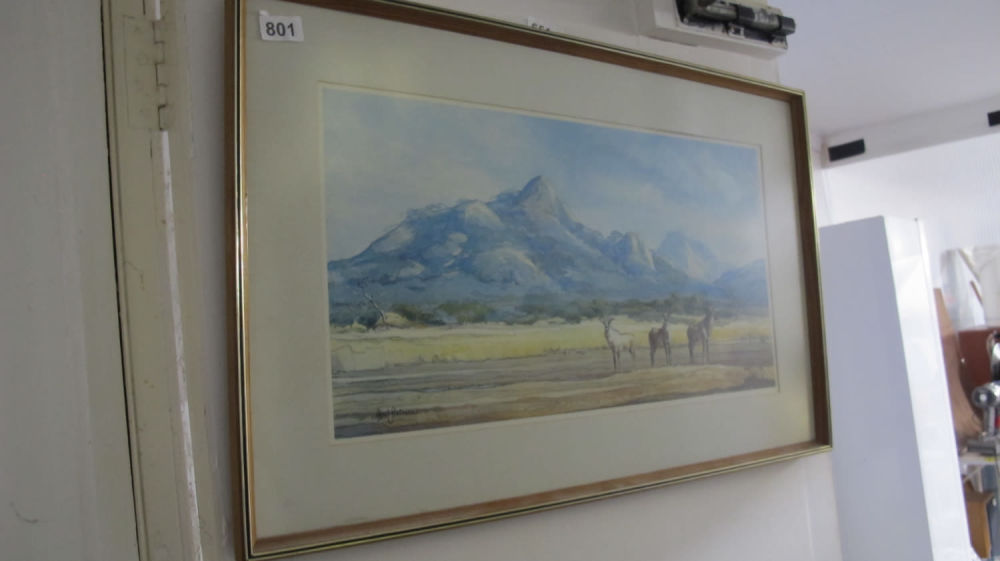Lot 801: Framed and glazed painting