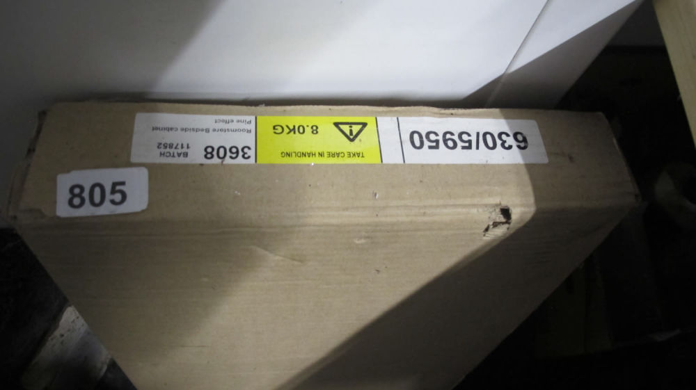 Lot 805: flatpack bedside cabinet