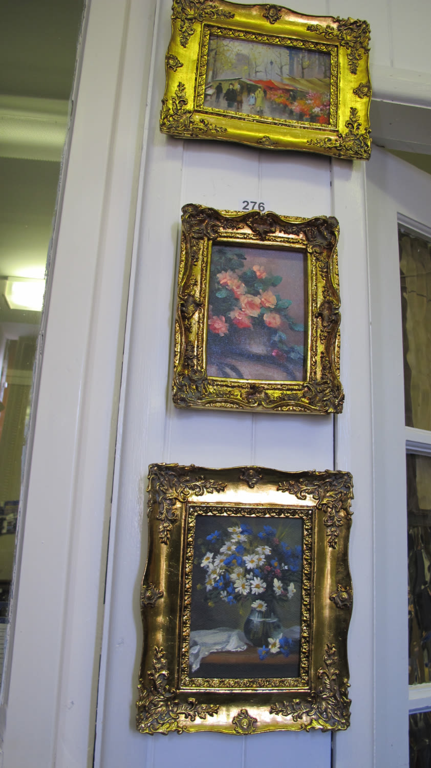 Lot 276: 3 gilt framed paintings