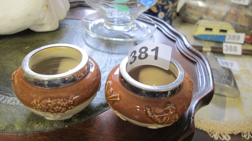 Lot 381: 2 stone glazed salts