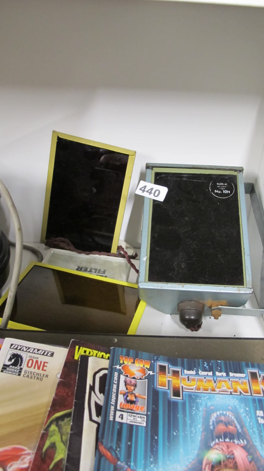 Lot 440: Retro metal Dark room light with multi coloured...