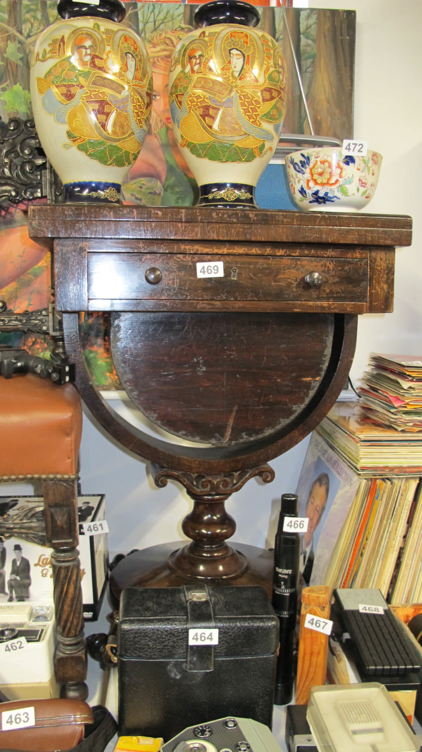 Lot 469: Antique gaming table with chess board on the...