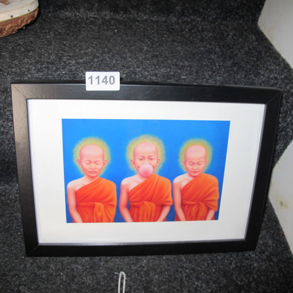 Lot 1140: Framed bddhist religious scene