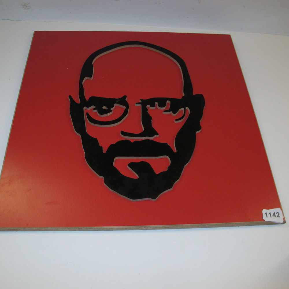 Lot 1142: Wooden photofit of the Retford dognapper