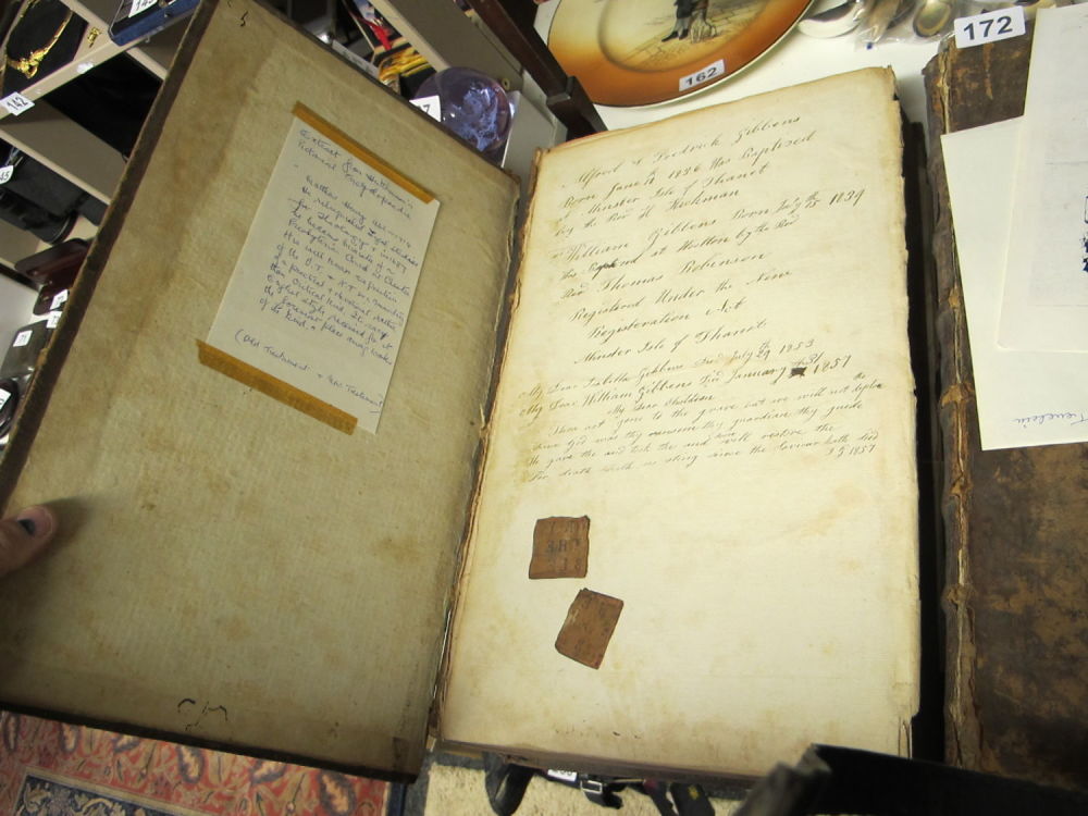 Lot 171: Antique 1800’s bible belonged to the Gibbons family...
