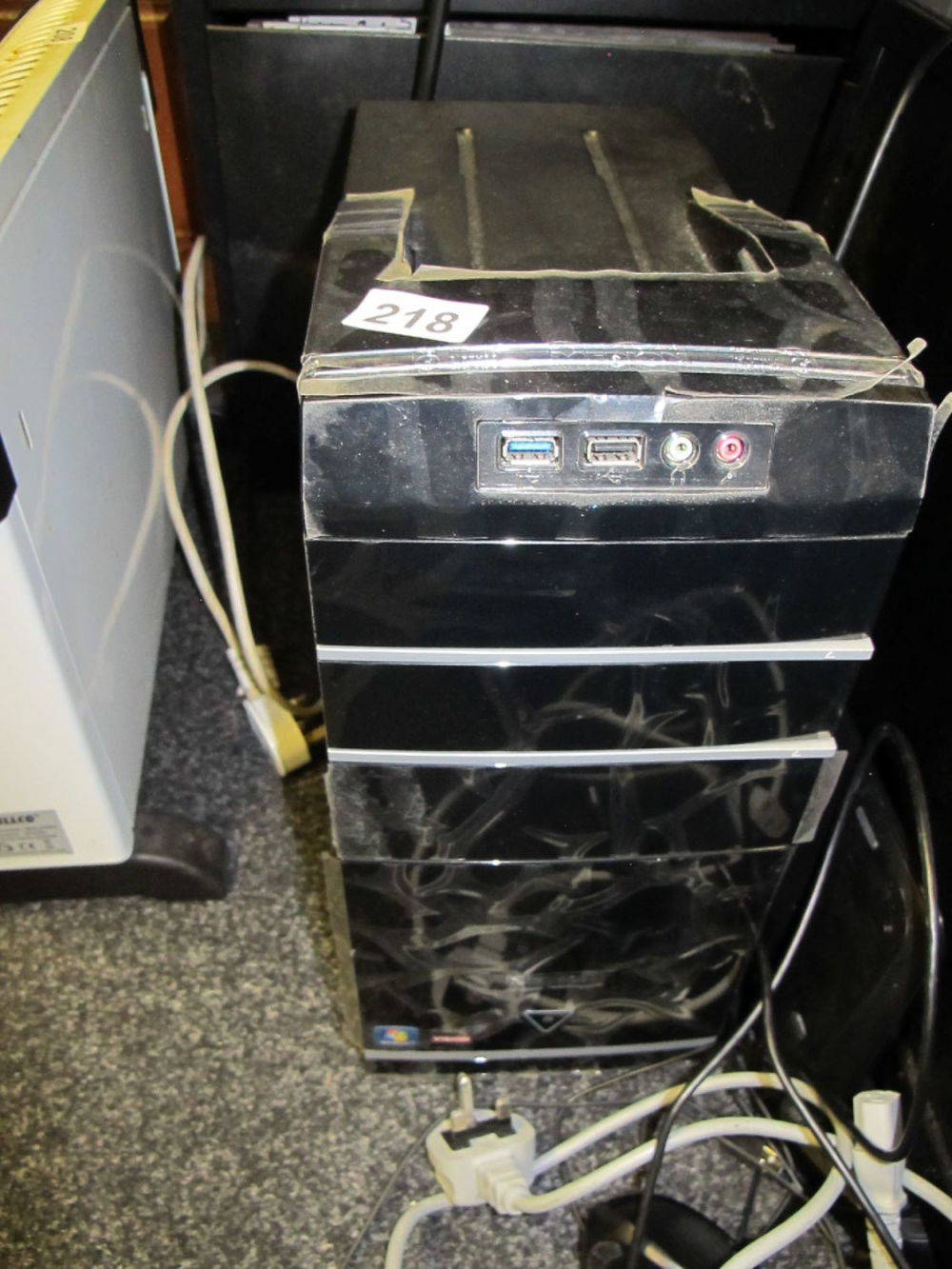 Lot 218: Median PC tower with windows7 complete with monitor,...