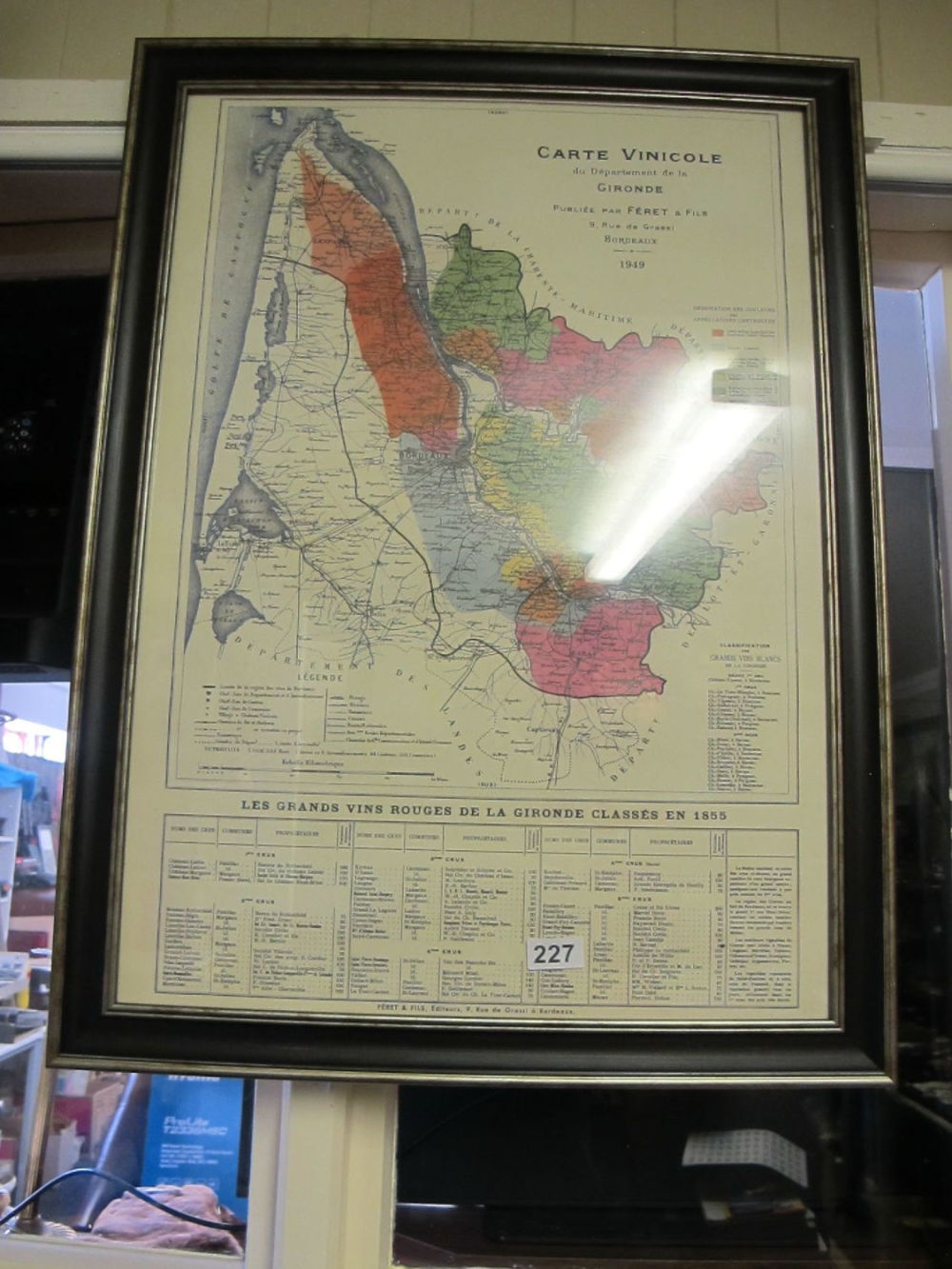 Lot 227: Framed and glazed French map