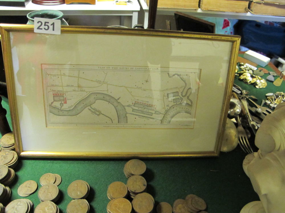 Lot 251: Framed and glazed map of London 1806