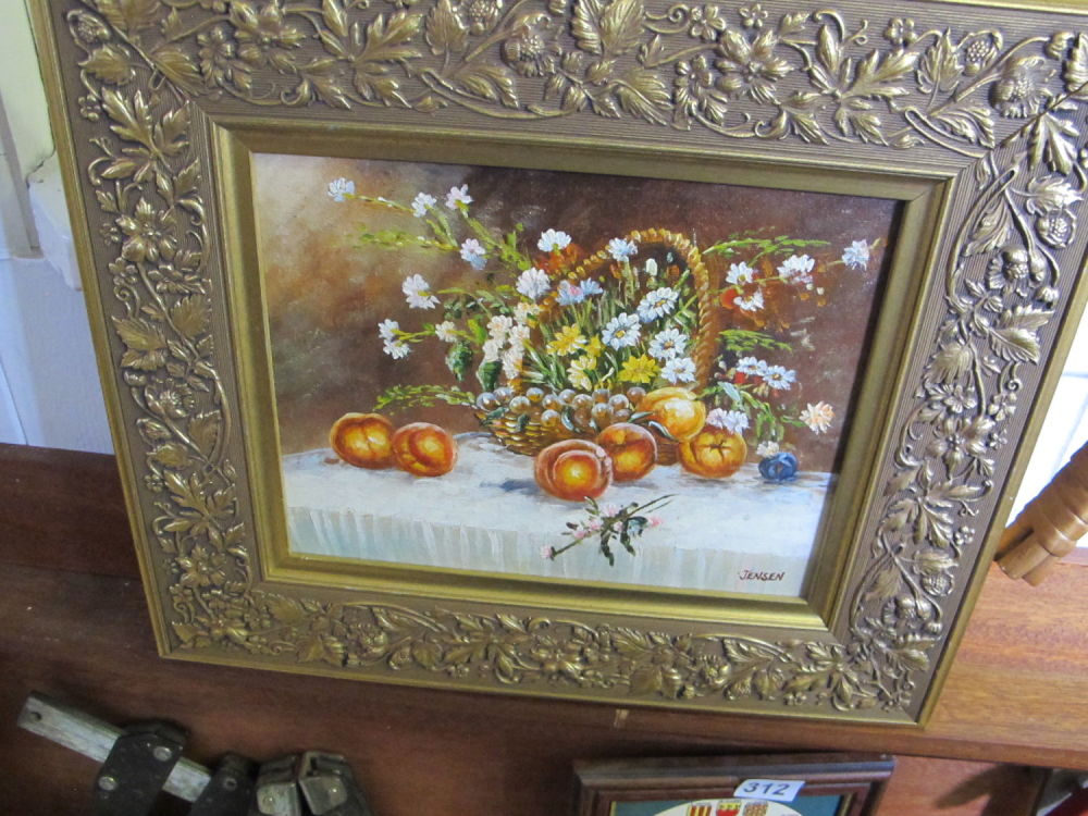 Lot 309: Ornately framed still life painting