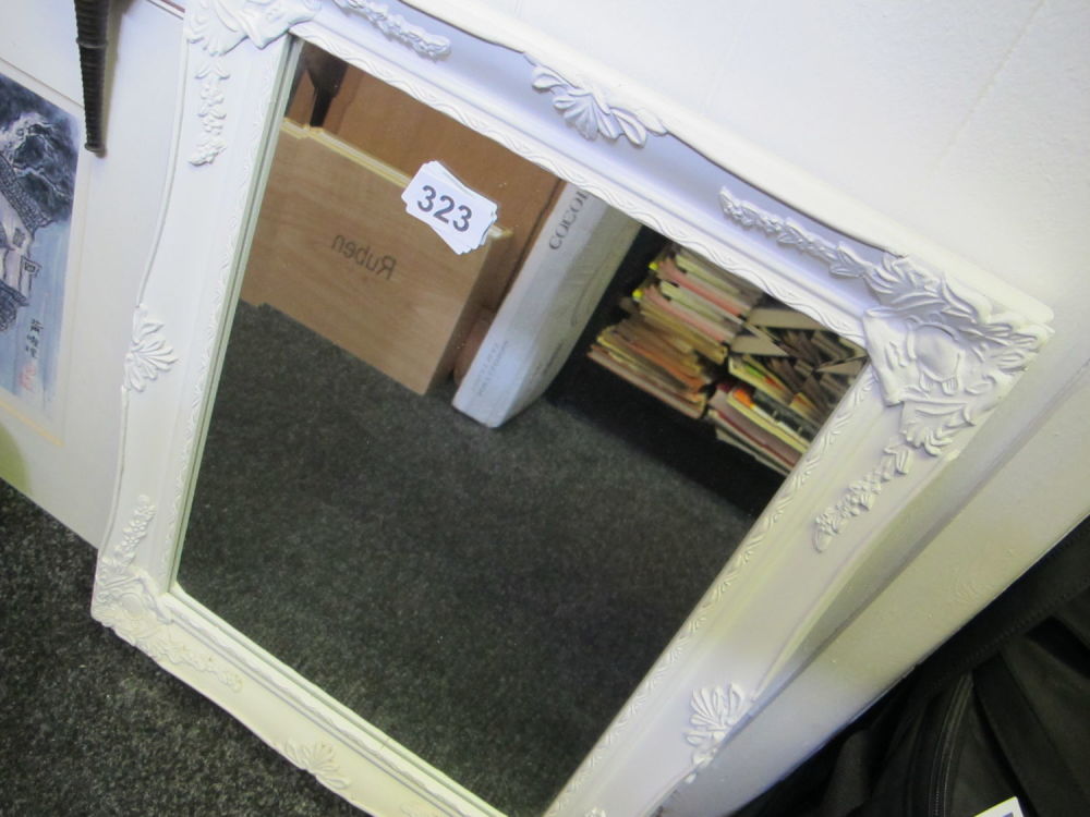 Lot 323: White framed mirror