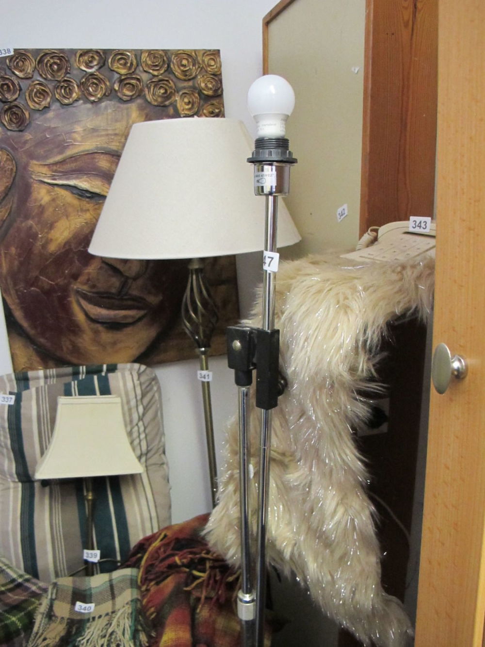 Lot 347: Microphone stand converted into a floor lamp