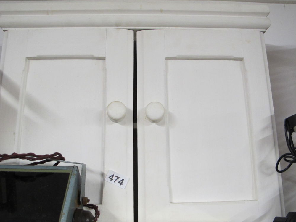 Lot 474: small white cupboard