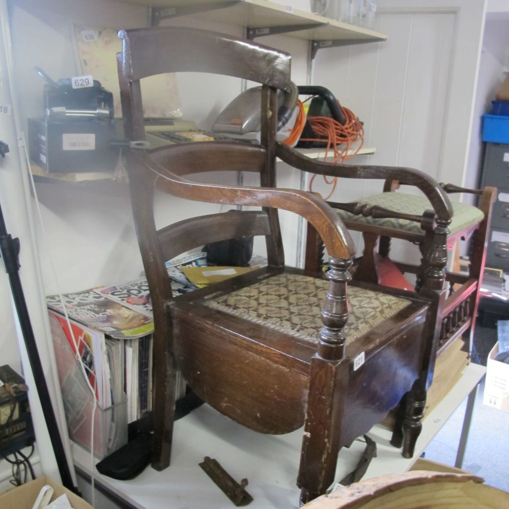 Lot 621: unusual antique commode chair