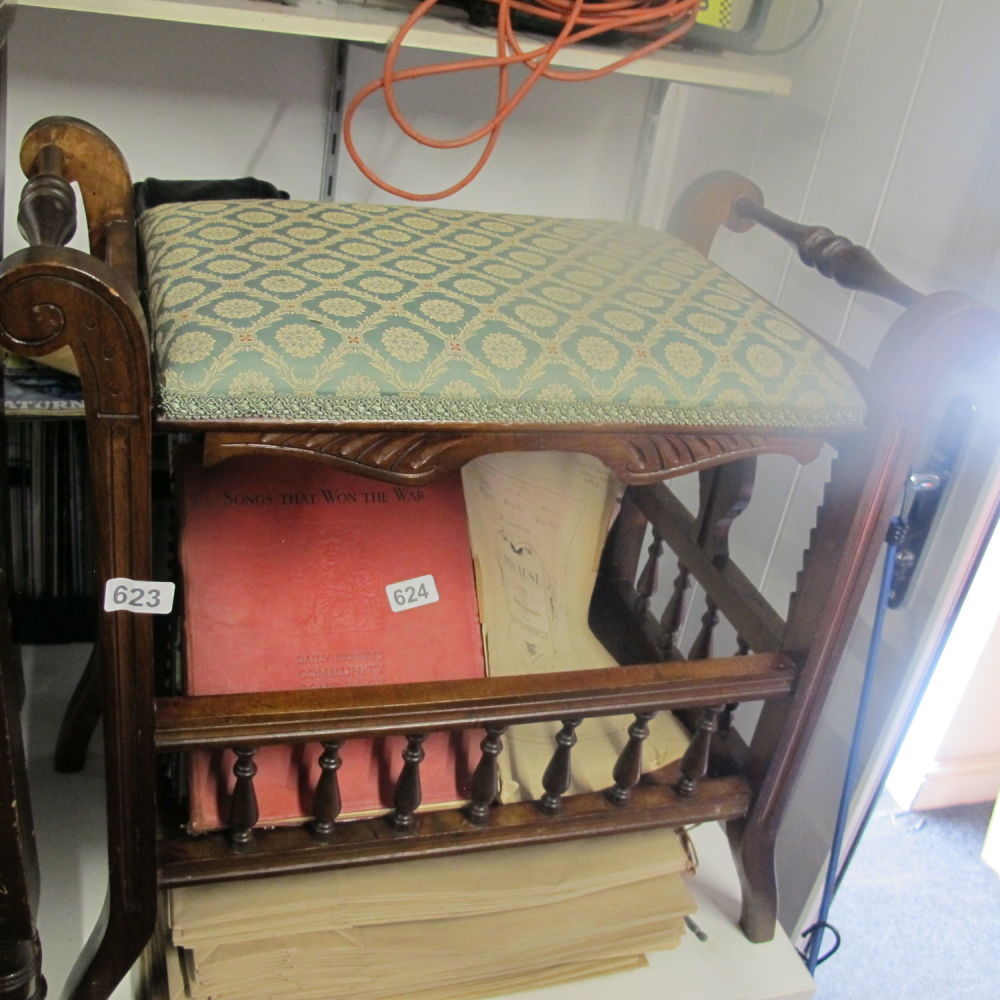 Lot 623: antique piano stool