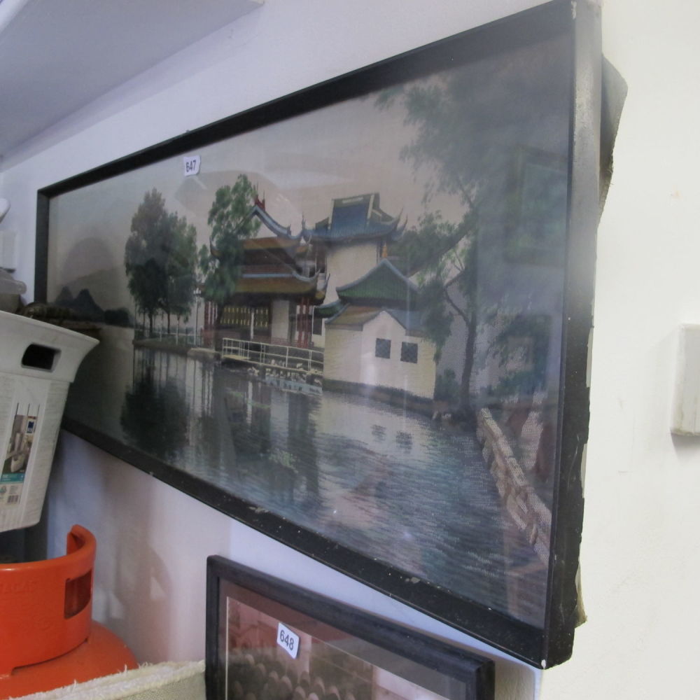 Lot 647: framed and glazed large Oriental silk picture