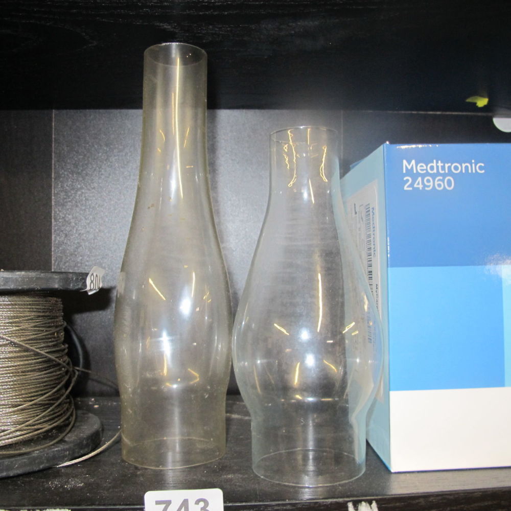 Lot 743: oil lamp chimneys