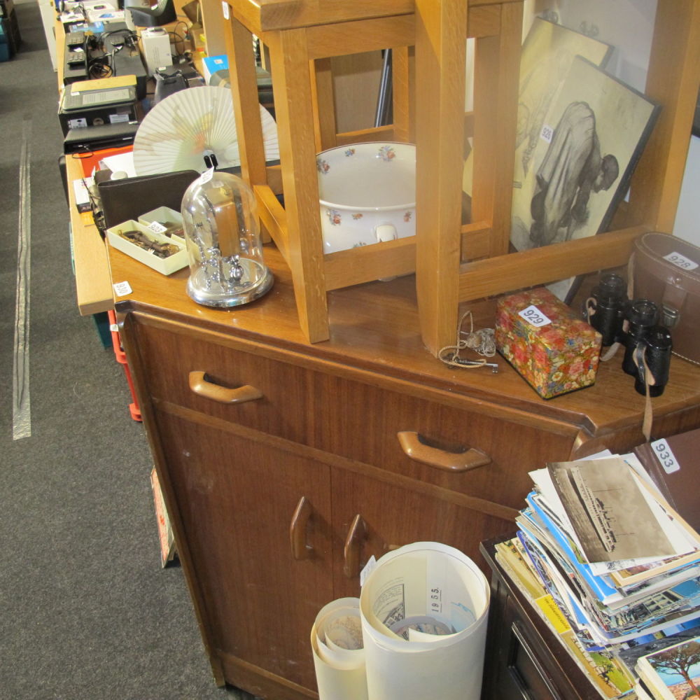 Lot 930: Mid century corner cupboard