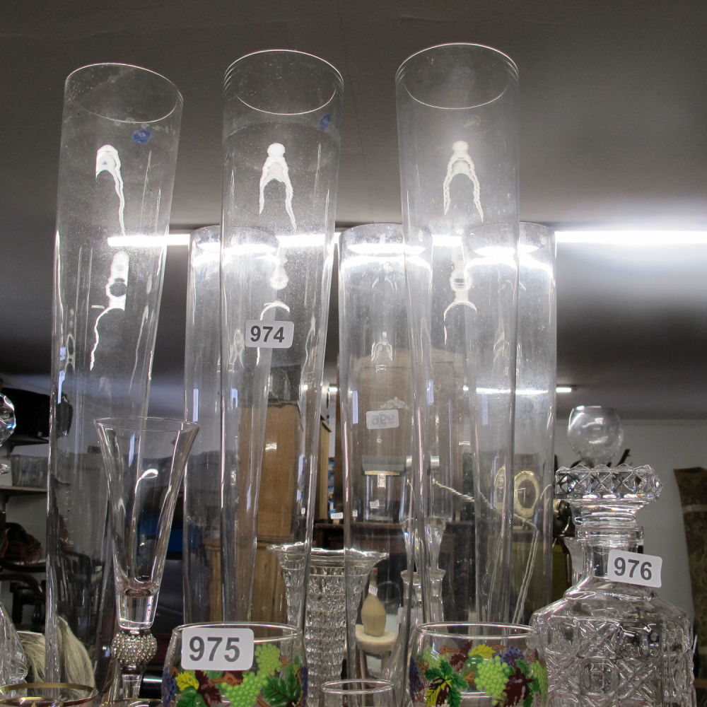 Lot 974: Tall glass vases