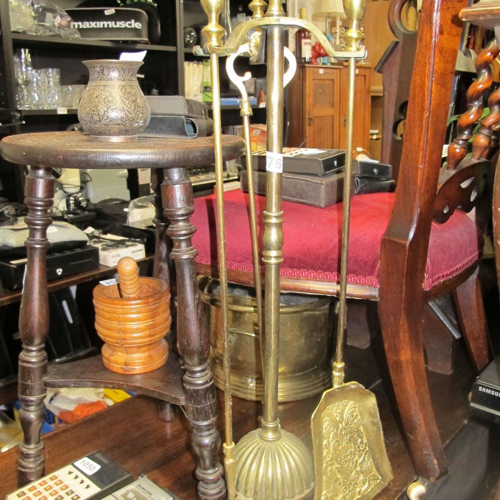 Lot 1057: Brass companion set
