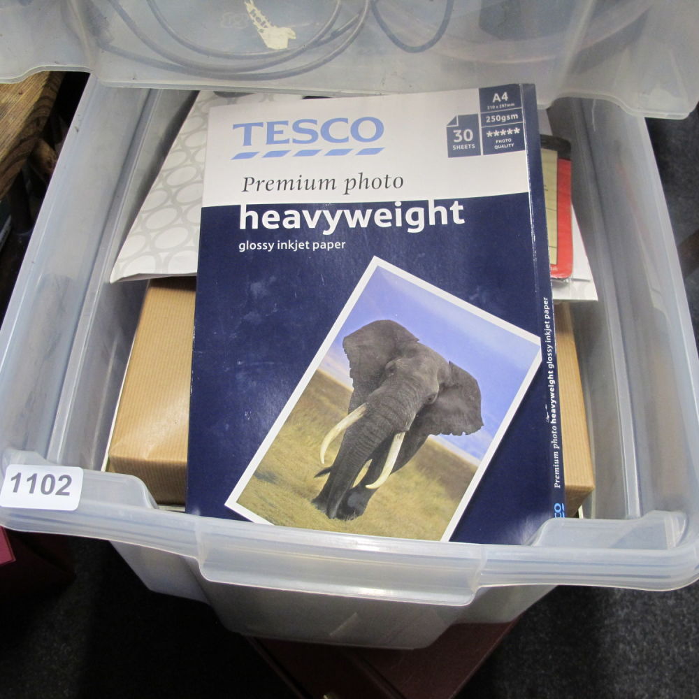 Lot 1102: Box of paper etc