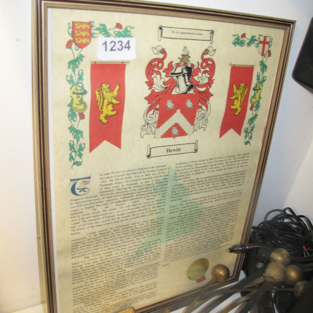 Lot 1234: Framed heraldic info
