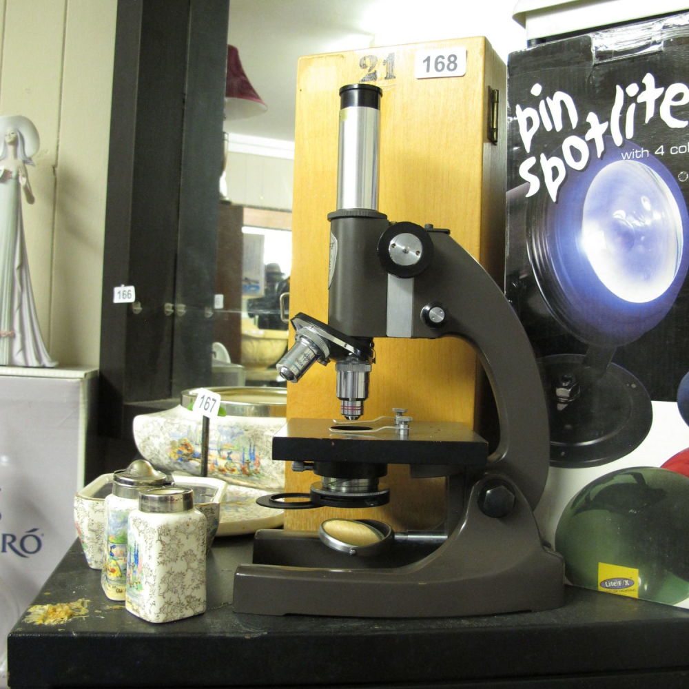 Lot 168: Microscope in its own wooden box