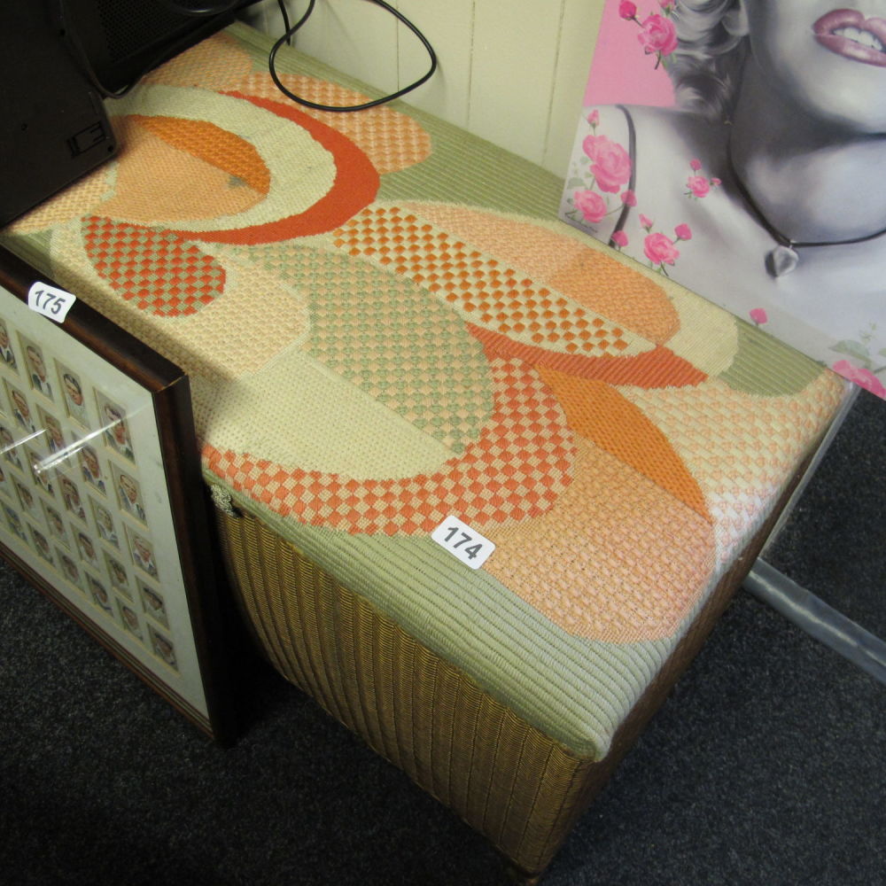 Lot 174: Vintage Gold brocade blanket bot with tapestry lid