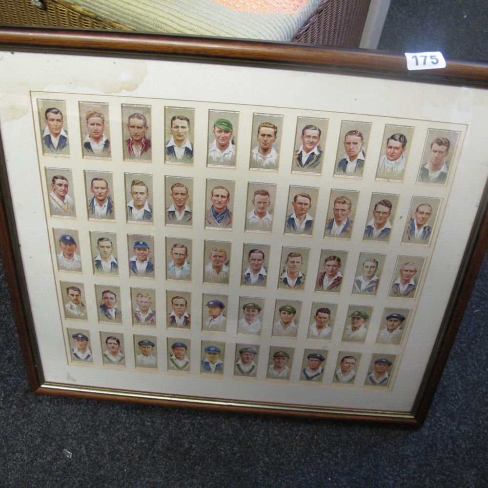 Lot 175: Framed picture of vintage cricket player cards