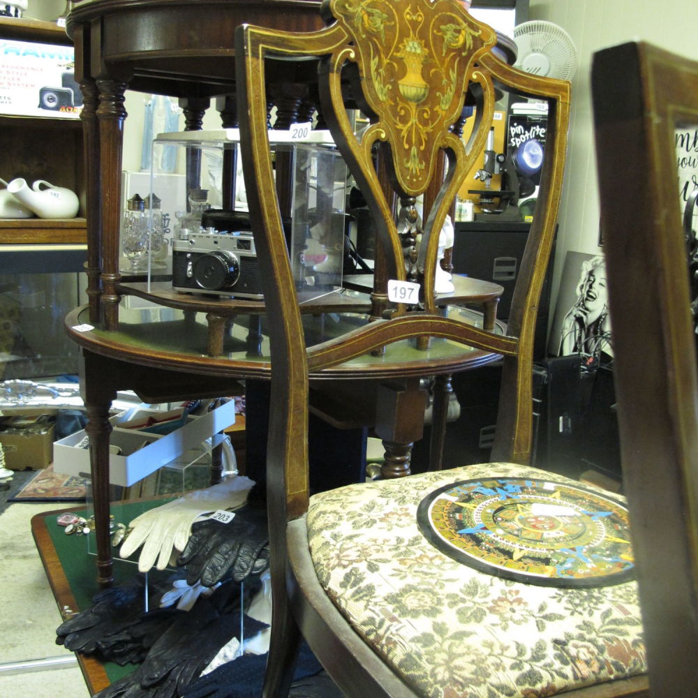 Lot 197: Beautiful Victorian mahogany Antique marquetry inlaid bedroom chair 