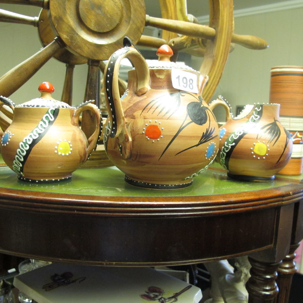 Lot 198: Unusual Greek design studio pottery tea set