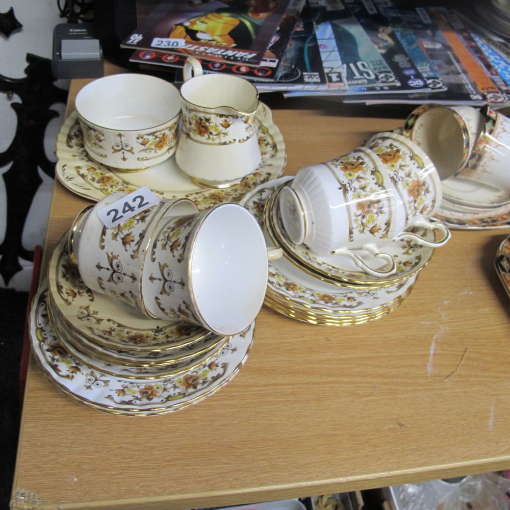 Lot 242: Royal Stanford tea set in clovelly pattern 