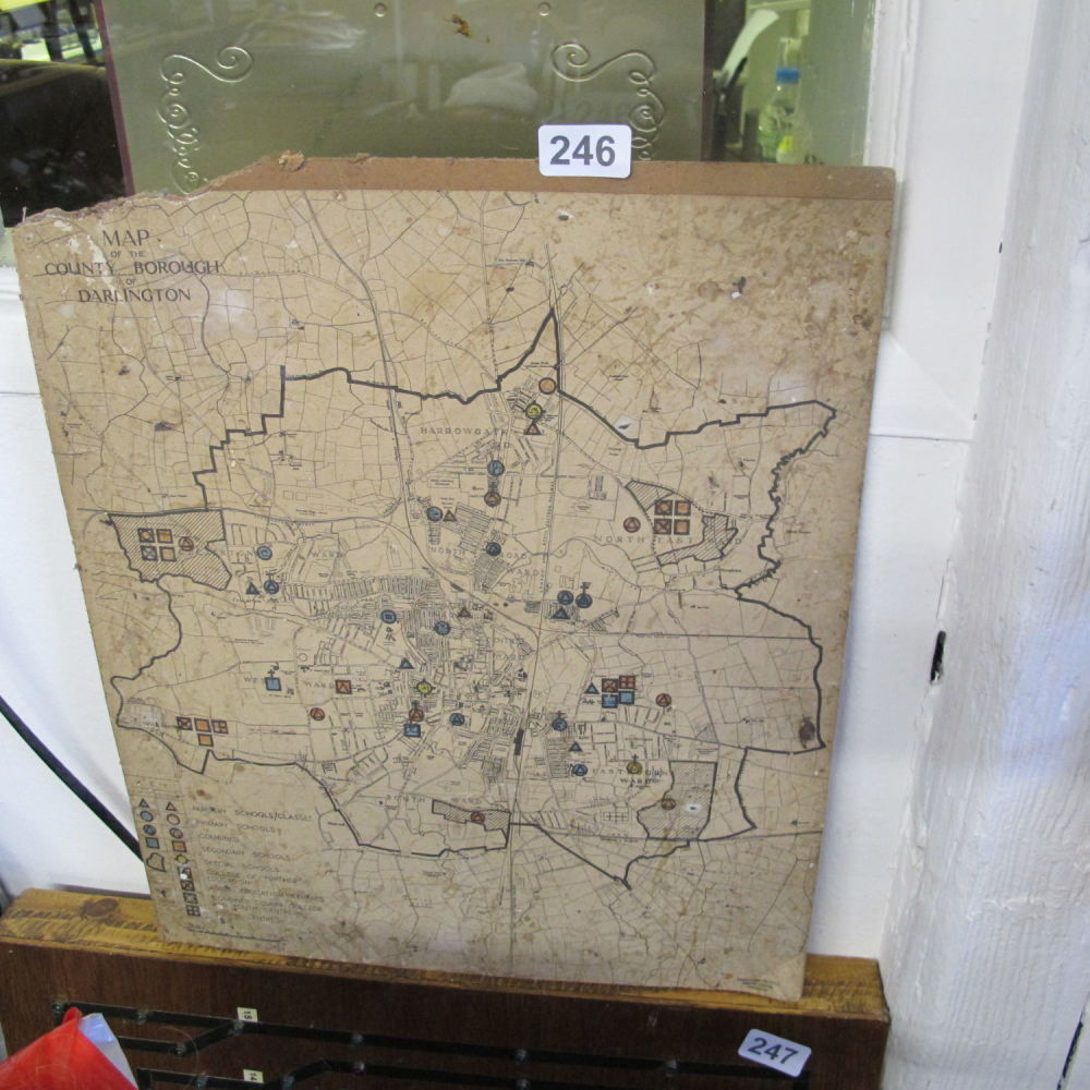 Lot 246: A vintage map of darlington 