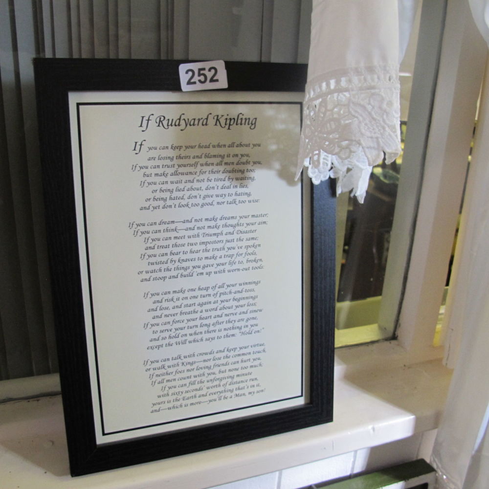 Lot 252: A framed copy of 'If' by Rudyard Kipling