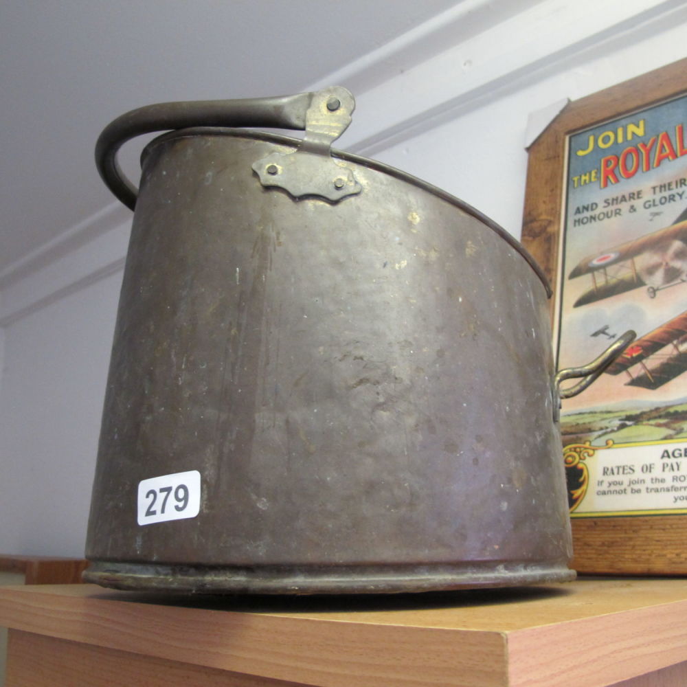 Lot 279: brass coal scuttle