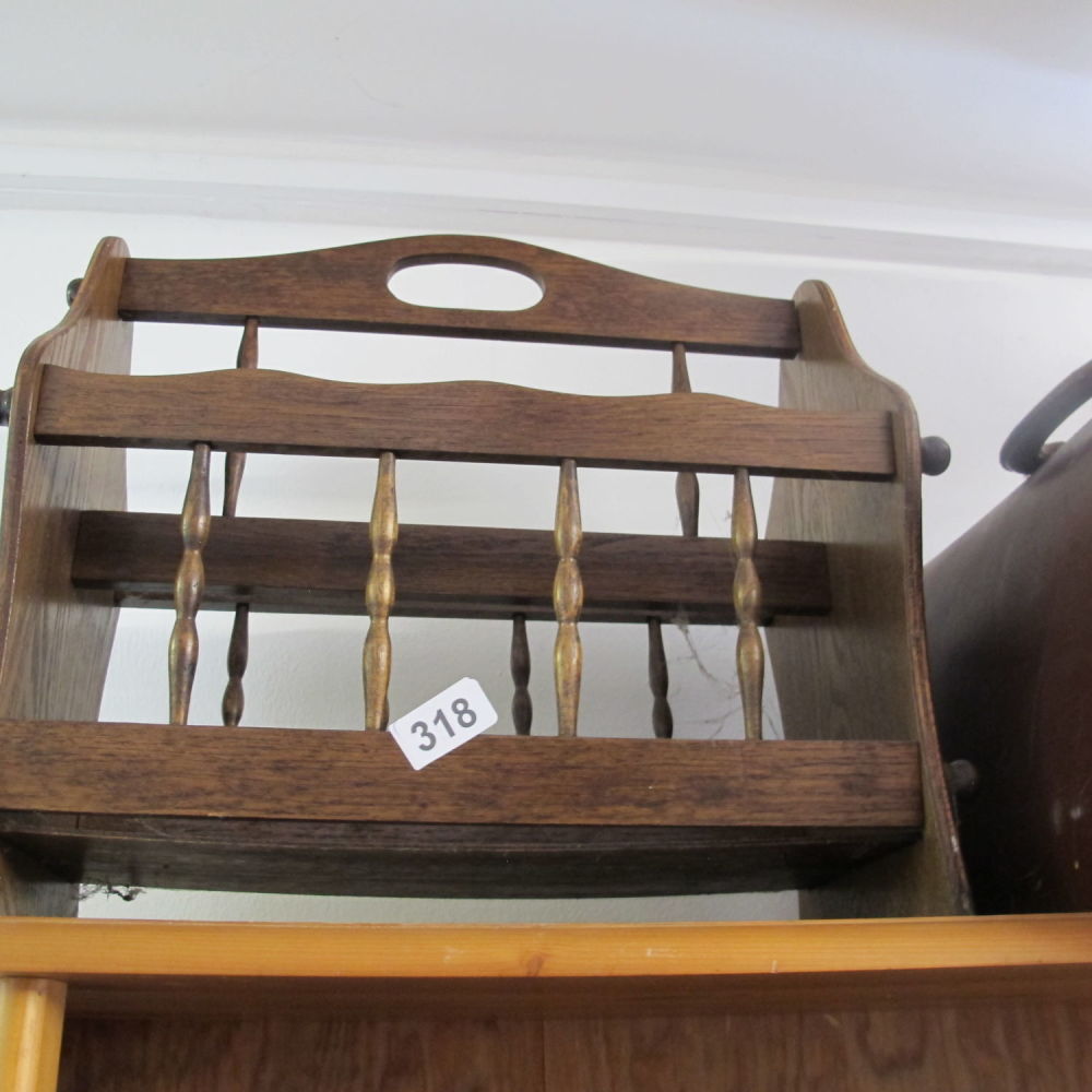 Lot 318: Vintage wooden magazine rack