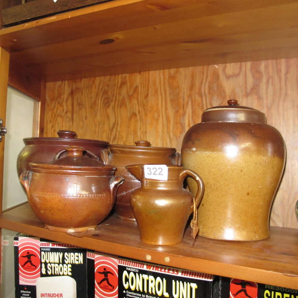 Lot 322: A collection of stone ware Jars and Vases