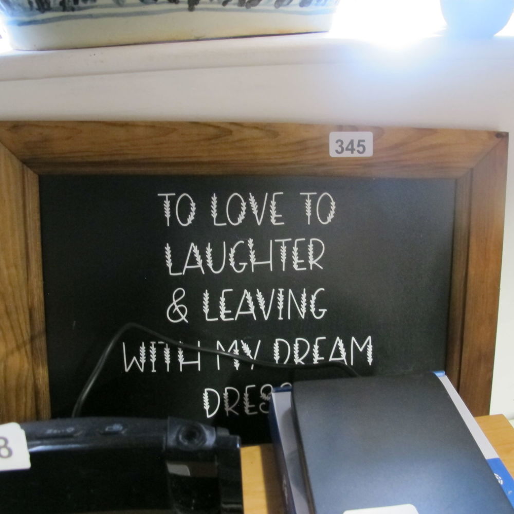 Lot 345: vomit inducing framed sign for some soppy twat