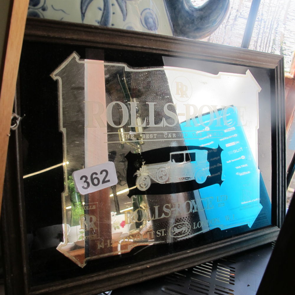 Lot 362: a rolls royce mirror advertising sign