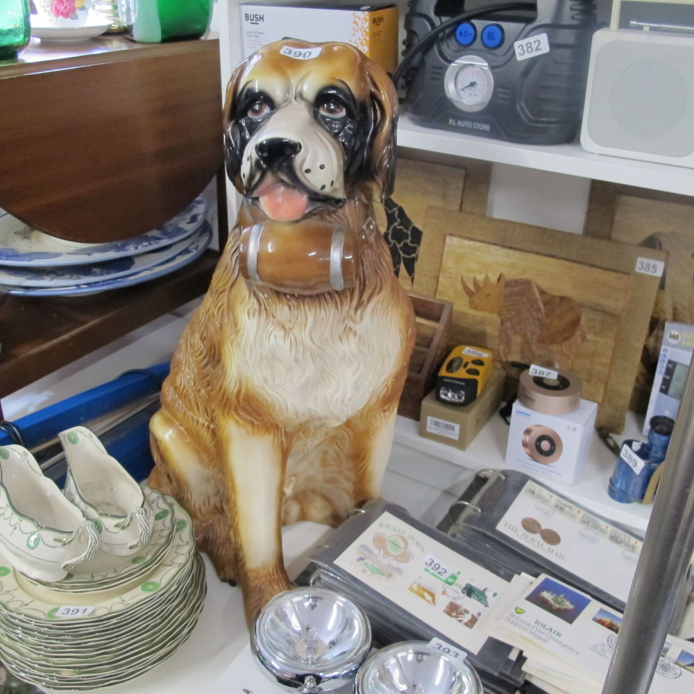 Lot 390: Large ceramic St Bernard dog ornament