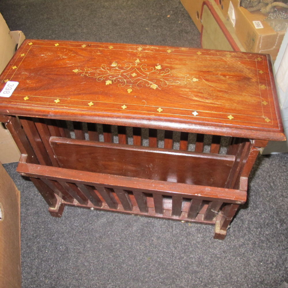 Lot 398: Brass inlaid magazine rack